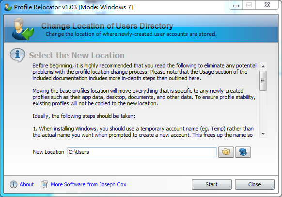 �û�Ŀ¼Ǩ�ƹ���Profile Relocator1.3 �ٷ���