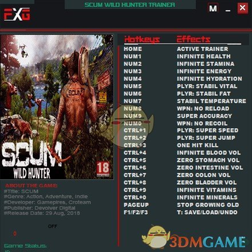 人渣SCUM二十二项修改器 人渣SCUM二十二项修改器