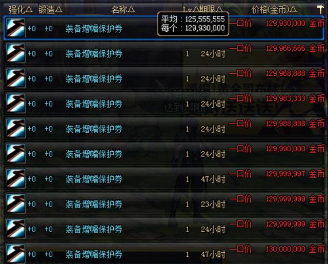 DNF全区商人一起压价!装备增幅保护券第一页全是竞拍,勿上当
