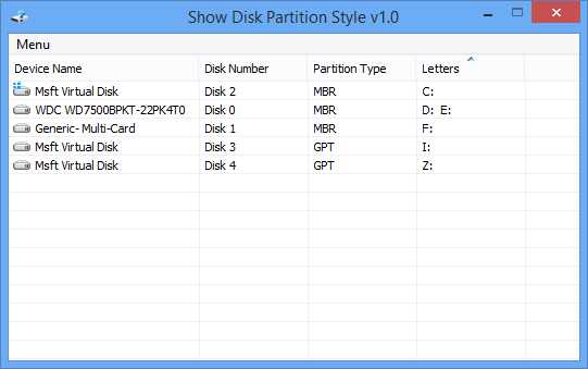 Show Disk Partition Stylev1.0 绿色免费版