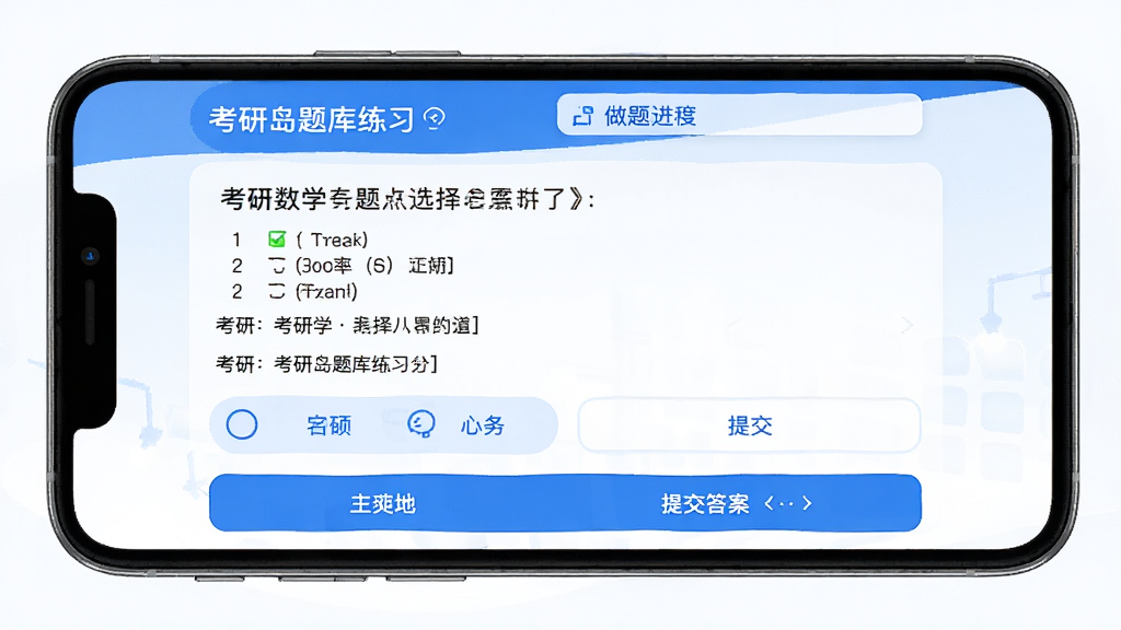 ���е������ϰ���棬�ֻ���Ļ��ʾһ��������ѧѡ���⣬�·���ѡ�ť���ύ��������Ļ�Ϸ���ʾ��ȷ�ʺ�������ȣ����������¼�࣬������ɫ�������ɾ��������������޶���װ��Ԫ��