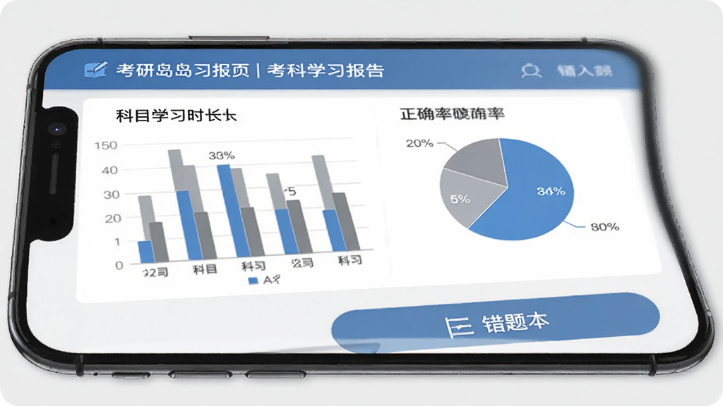 ���е�ѧϰ����ҳ�棬�ֻ���Ļ��ʾ��״ͼ�ͱ�״ͼ��չʾ����Ŀѧϰʱ������ȷ�����ݣ�ҳ���·��д��Ȿ��ڰ�ť��������Ƽ������������ɫ�����ݿ��ӻ����������ʸɾ��޶���Ԫ��