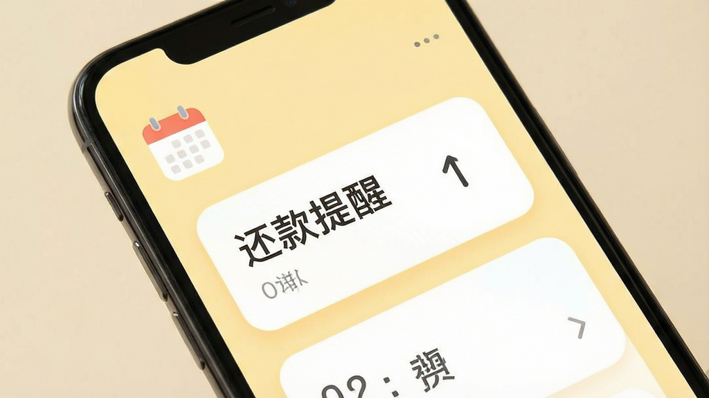 手机屏幕展示账单管理界面,界面中有日历图标和还款提醒卡片,卡片上标注