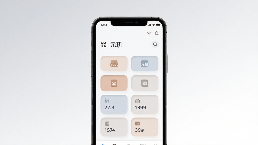一张展示元玑简洁界面的预览图,画面中手机屏幕显示元玑主页面,按钮排列整齐,配色柔和,背景为浅灰到白色的渐变,整体风格极简,排版留白充足,画质清晰,无多余元素