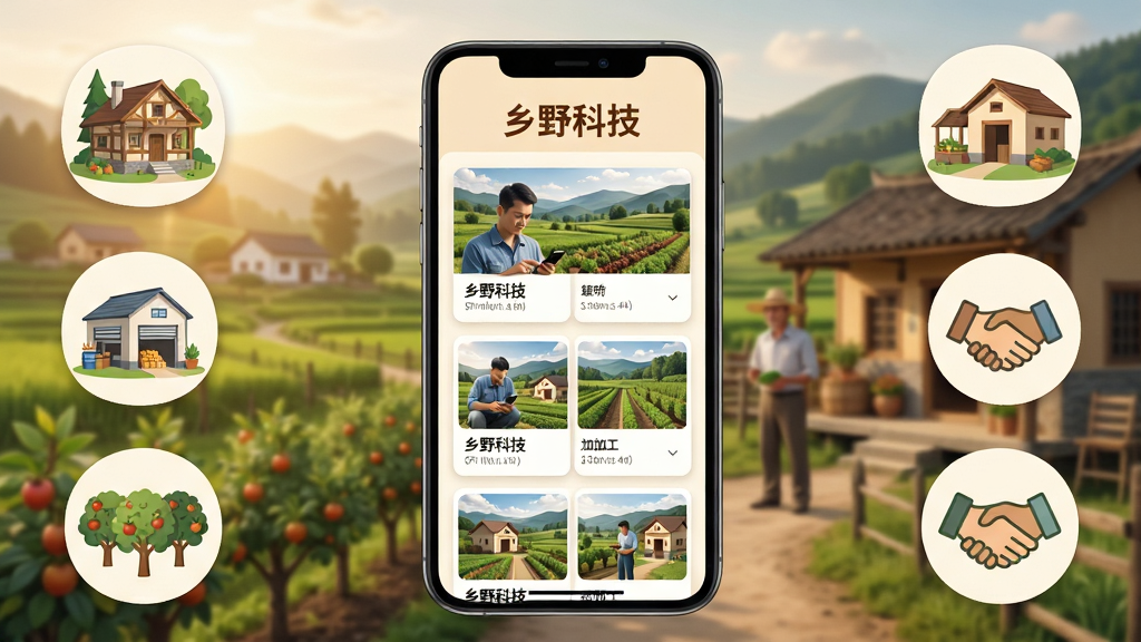 ��Ұ�Ƽ���ҵ��Ŀ��Ϣҳ�棬����Ϊ�ֻ���Ļչʾ��Ŀ�б�������Ϊ��崴ҵ����������Ϊ�ֻ����У���Χ����������ޡ��ӹ����䡢��԰��Сͼ�ꣻ�Ű�Ϊ��Ƭʽ�б���������ʾ����Ұ�Ƽ��������Ϊ��ů�������磻ϸ�ڰ�����ҵ�߲鿴�ֻ�����彨������������ͼ�ꣻ���ʸ��壬�ɾ����޶���Ԫ��
