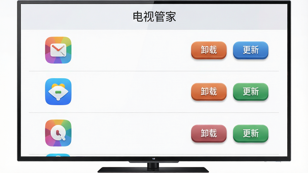 ���ӹܼ�Ӧ�ù������棬����Ϊ������Ļ��ʾӦ���б���ÿ��Ӧ���Ա���ж�غ͸��°�ť������Ϊ�����б����У��Ű����࣬���Ӧ��ͼ�꣬�Ҳ������ť�����Ϊ��������UI��ƣ�ϸ�ڰ���Ӧ��ͼ��ɫ�ʷḻ����ť������С��б��ָ������������ʸ��壬�ɾ��޶���Ԫ�أ���Ļ�Ϸ��С����ӹܼҡ����֡�