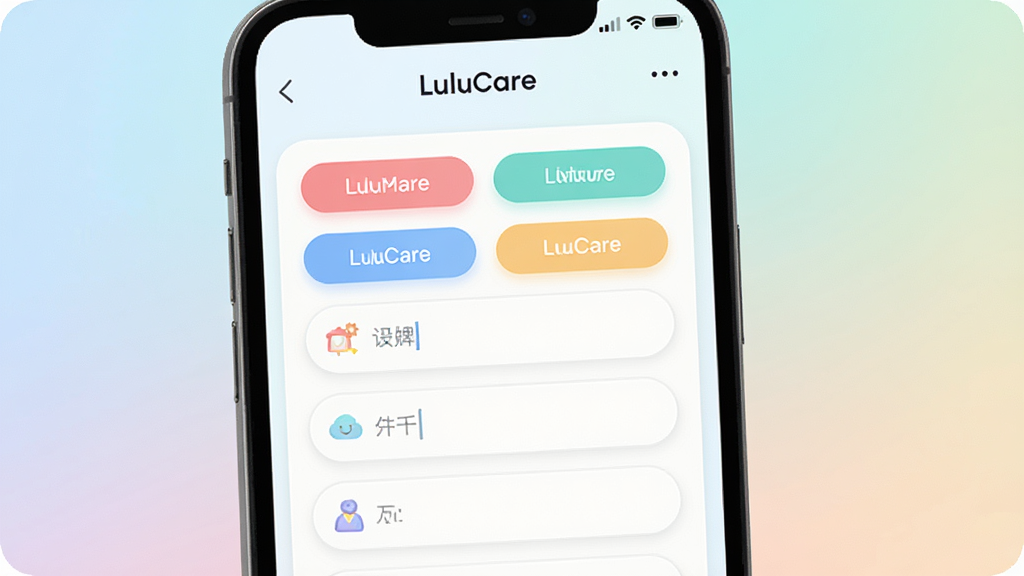 LuluCare���ټ�¼����չʾͼ������Ϊ�ֻ���Ļ����ʾ��¼��壬������ж����ɫ��ǩ��ť������򣬲���Ϊ�������У��Ű���