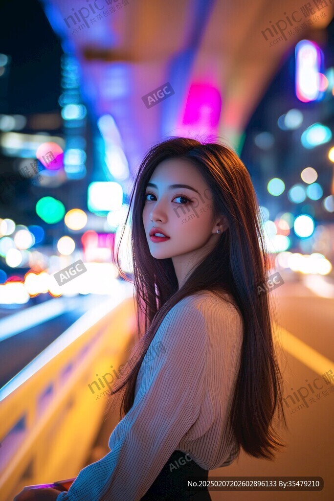 阑珊处夜游手机拍夜景人像路灯暖光氛围图
