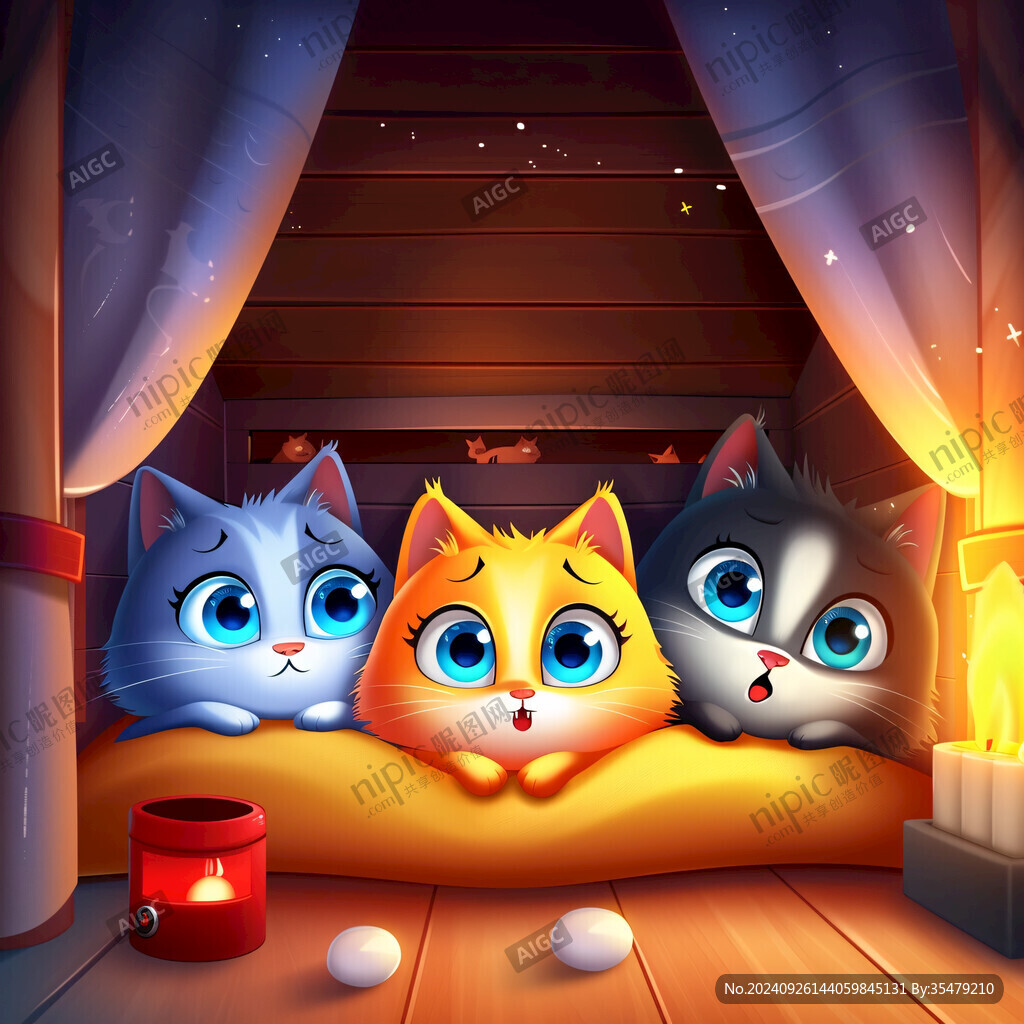 闲置猫咪小镇夜晚猫咪睡觉治愈场景