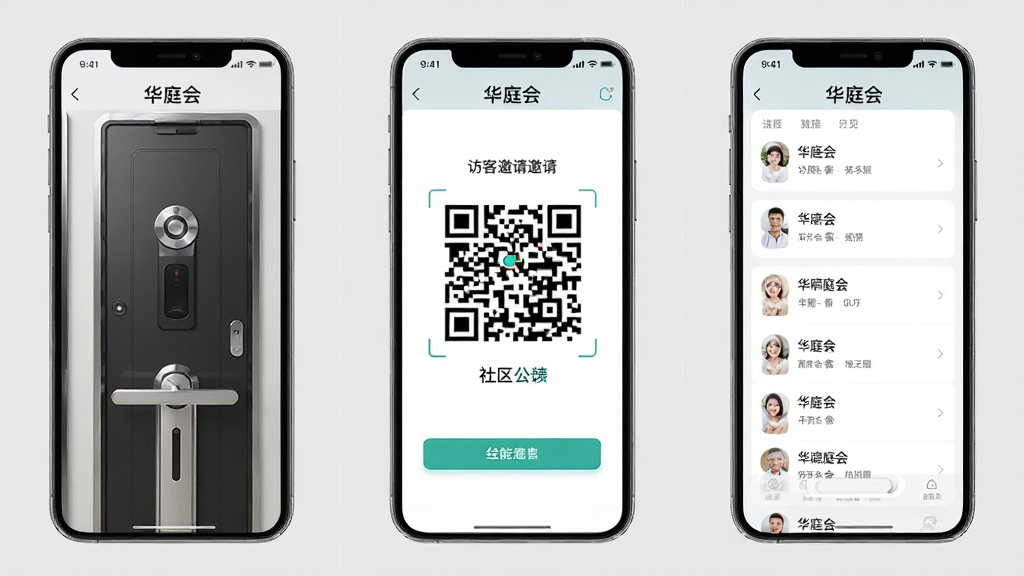 ��ͥ��App����չʾͼ�������Ϊ�����������չʾ�ֻ����Ž��棬�м�չʾ�ÿ������ά������ҳ�棬�Ҳ�չʾ���������б������岼��Ϊ��������ʽ�����Ϊ��ˬ��Լ��UI����չʾͼ��ϸ����ÿ���ֻ���Ļ���С���ͥ�ᡱ����������Ϊǳ��ɫ������ɾ����������廭�ʣ��޶���װ��Ԫ��