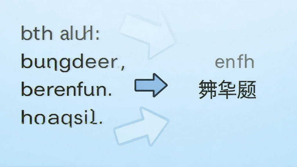 跟我读英语软件界面截图风格的插画,左侧显示英文句子,右侧显示中文翻译,中间有箭头连接,背景是浅蓝色渐变,界面简洁清晰,画质干净,无多余元素