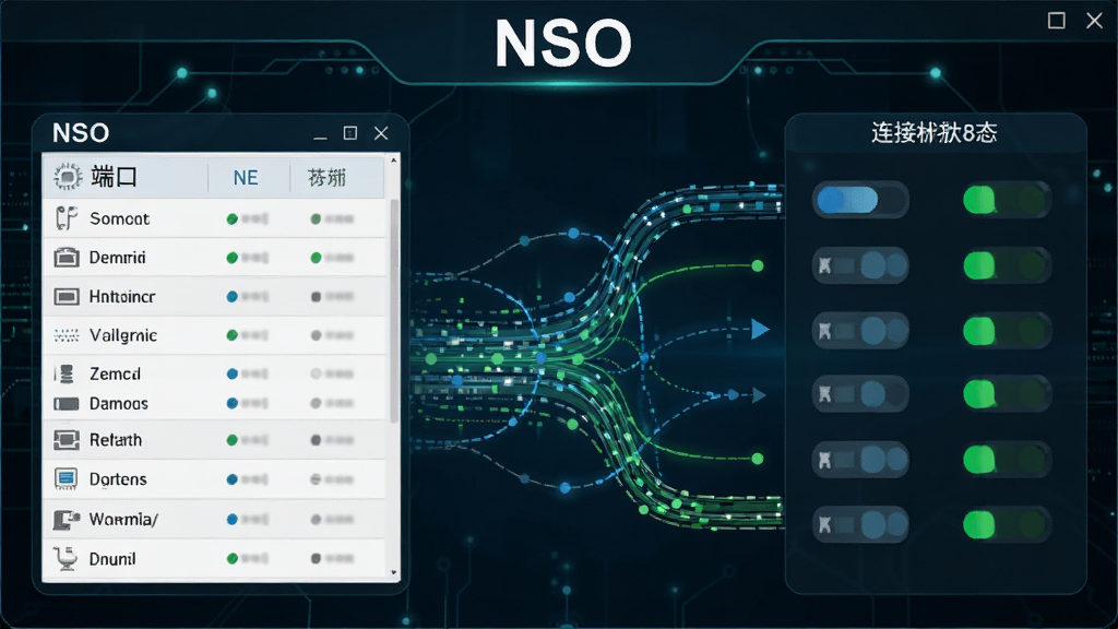 NSO�˿ڼ�⹦��չʾͼ���������Ϊ�˿��б����Ҳ�Ϊ����״ָ̬ʾ�ƣ��м���������������Ч������������