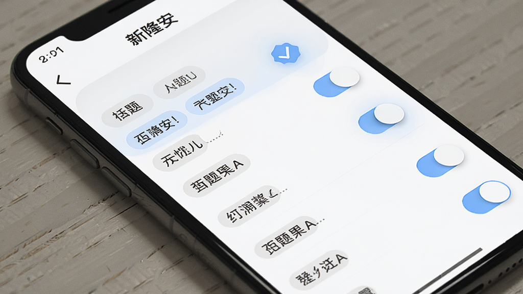 一张展示手机应用个性化设置界面的图片,画面主体为一部智能手机,屏幕上显示着
