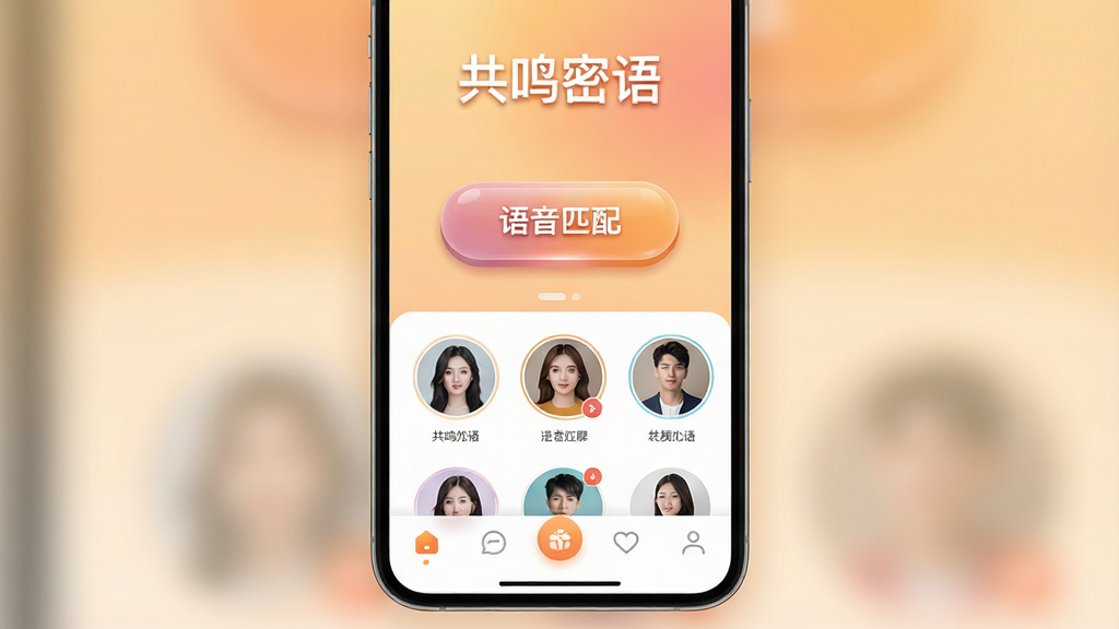 一张手机屏幕展示社交应用界面的图片,画面中央是应用主界面,顶部显示
