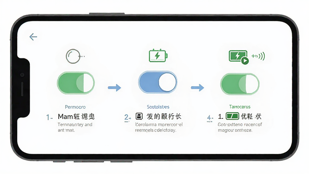 主体为手机屏幕显示Magocoro设置界面,布局采用分步指引排版,风格为扁平化教程插图,细节包括权限开关图标和电池优化标识,画质高清,画面干净,无多余元素