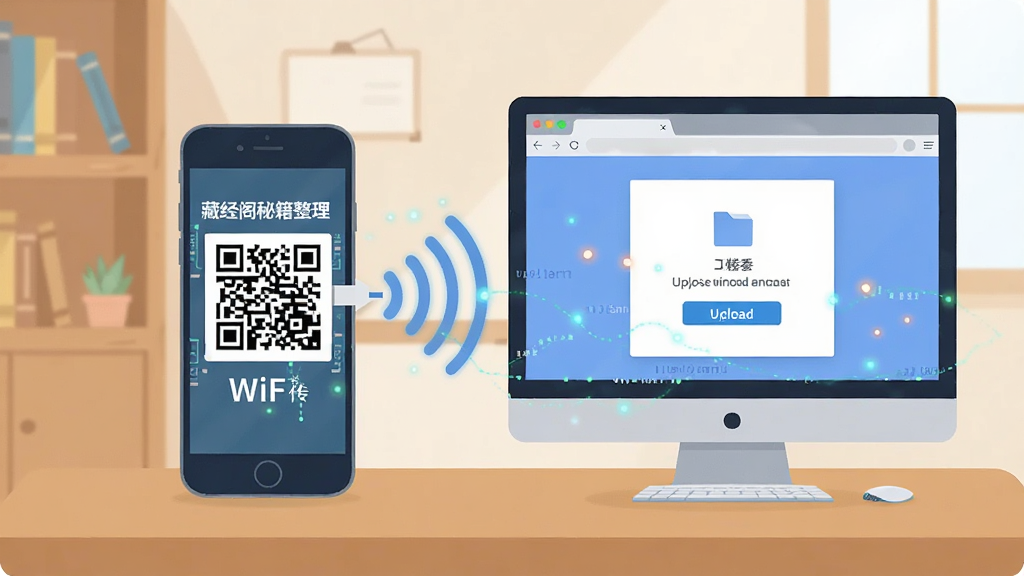 һ��չʾ�ֻ���������ӵĲ廭ͼƬ���ֻ���Ļ��ʾ�ؾ����ؼ�������WiFi�����ά�룬������Ļ��ʾ������ļ��ϴ����棬����֮���������źŲ������ӣ�����Ϊ�����鷿���棬���Ϊ��ƽ���Ƽ��廭��ϸ�������������Ĺ�㣬�����������ɾ����޶���Ԫ��