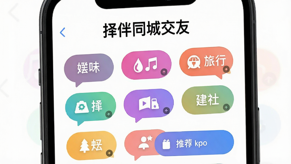 手机界面展示兴趣标签选择页,