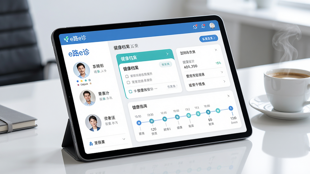 主体是一块横向平板电脑,屏幕内展示