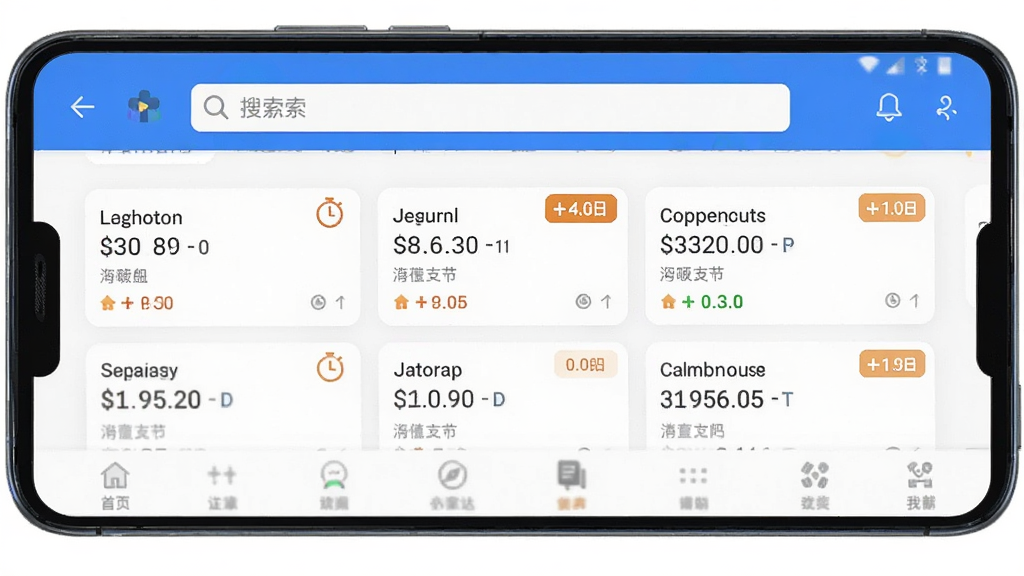 一张横版手机应用界面展示图,主体为一部安卓手机,屏幕中显示闪薪达副业APP首页,布局包含顶部搜索栏、中部任务卡片列表、底部导航栏,整体采用蓝白配色,风格简洁现代,细节上任务卡片带有佣金标签和倒计时图标,画质高清,干净,无多余元素