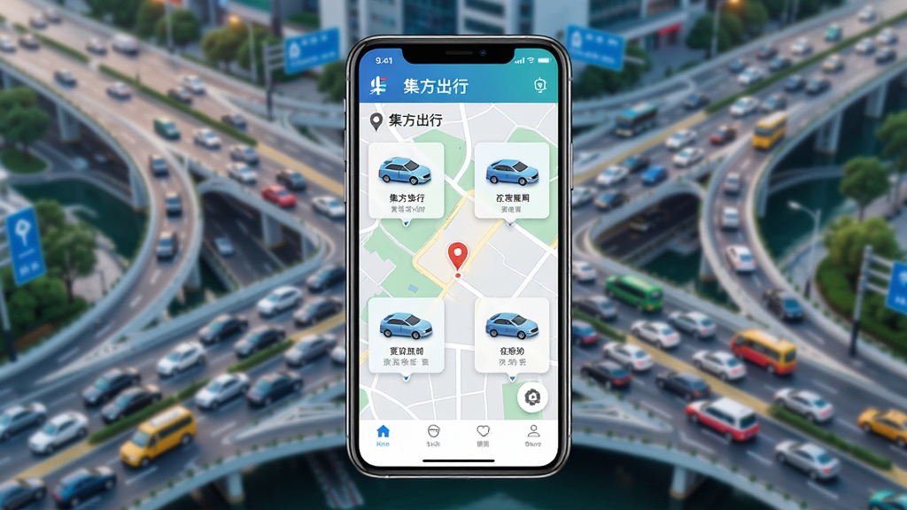 ��������APP������չʾ������������һ�������ֻ�����Ļ��ʾ��������Ӧ�õ���ҳ��ͼ�복��ͼ�꣬�����Ƿ����ĳ��н�ͨ·��������ִ���࣬ɫ�������������������ɾ��޶���Ԫ��