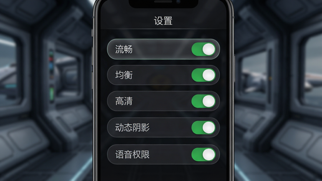 һ���ֻ���Ļ��ʾ Crew Wars ��Ϸ���ý���ĳ���ͼ���������г�����ѡ����������⡢���壩����̬��Ӱ���ء�����Ȩ�޿��أ�������ģ���ķɴ����ȣ����Ϊ��ɫ��ϷUI��ϸ�ڰ���ѡ�ť��Բ����ơ����ص���ɫ�����������ġ����á����⣬���������ɾ����޶���Ԫ��