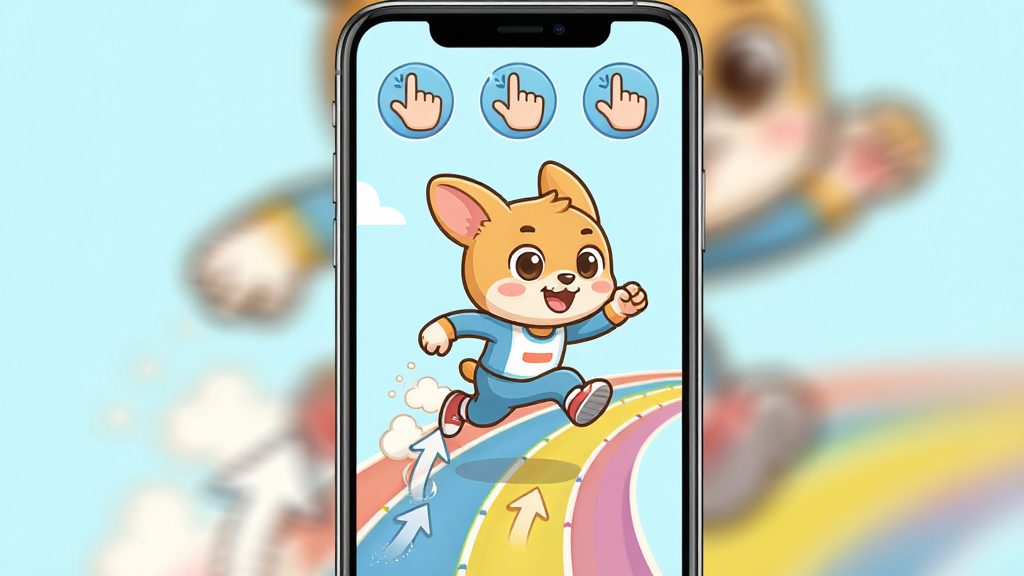 ͼͼ���������������棬����Ϊ��ͨ��ɫͼͼ������Ծ����������Ϊ�����ֻ���Ļ���Ű��Ϸ���ʾ������ʾͼ�꣬���Ϊ���¿�ͨ��ϸ�ڰ�����ָ�����켣����ͷָʾ����ɫ�ܵ������ʸ��壬�ɾ����޶���Ԫ��