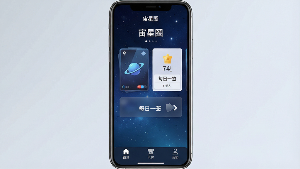 һ���ֻ�Ӧ�ý���չʾͼ�����������ǡ�����Ȧ��APP�������棬����Ϊ����ɫ�ǿս��䣬���涥����ʾ������Ȧ��Ӧ�����ƣ��в������ŵ��ӿ��ƿ�Ƭ��ÿ��һǩ��ڣ��ײ�������������ҳ�����ơ��ҵĵ�ͼ�꣬�������������ִ��������������Ű��࣬���ʸ��壬�ɾ��޶���Ԫ��