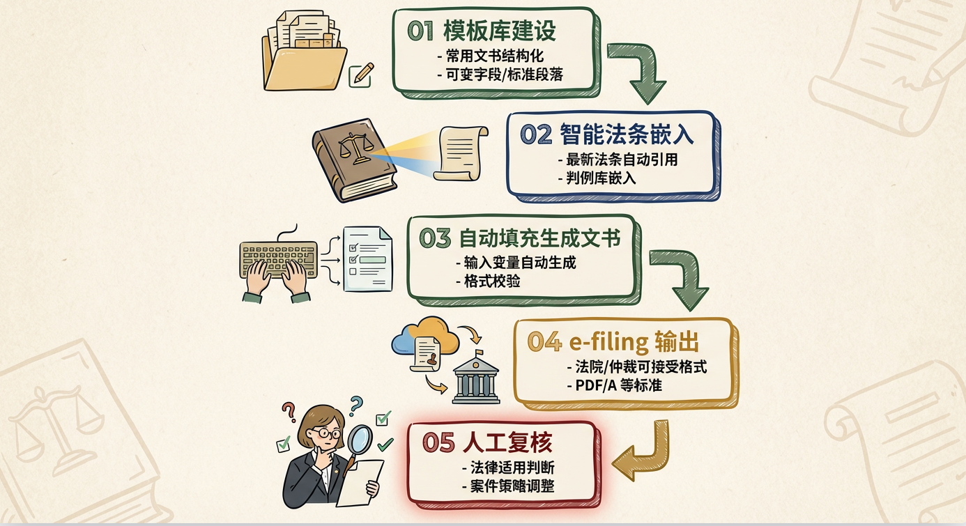 律师馆律师工作台文书模板库与自动填充功能演示