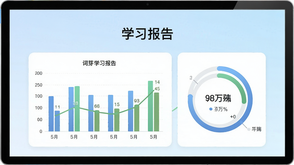һ������ѿ���ʡ�ѧϰ����ҳ���ͼ���Ļ��棬��Ļ����ʾ��״ͼ�뻷�ν���ͼ������������ҳ�涥���С�ѧϰ���桱����������Ϊ����ɫ���䣬����ɾ����࣬ͻ�����ݿ��ӻ�Ԫ��