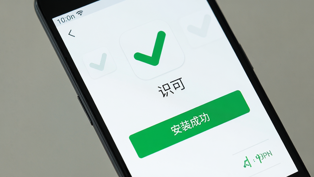 一部安卓手机显示“识可”应用安装完成界面,屏幕中显示“安装成功”按钮和应用图标,布局为手机正面特写,排版突出成功提示,风格为清新明快的扁平化设计,细节包括绿色对勾图标、应用名称“识可”、打开按钮,画质高清,干净,无多余元素