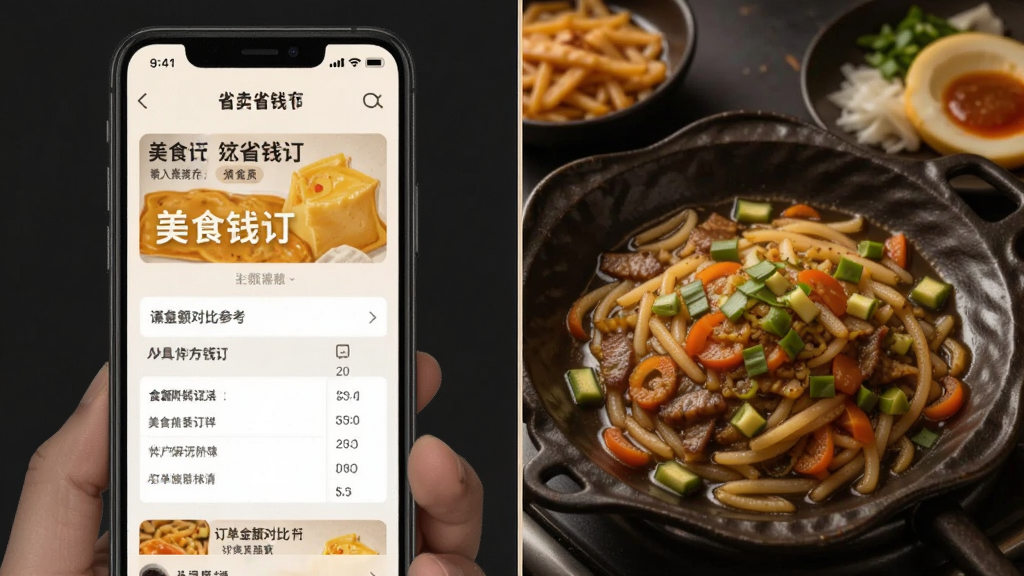 美食外卖省钱订 订单金额对比参考界面展示图