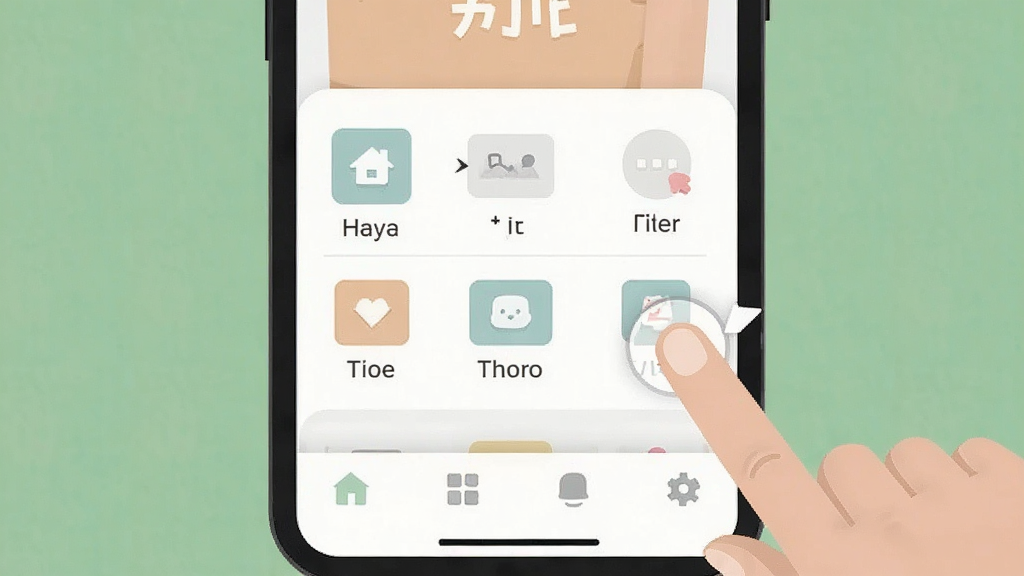 世小新应用界面特写,展示简洁的首页布局和底部导航栏,界面元素排列整齐,配色柔和,旁边有手指点击屏幕的示意动作,扁平化设计风格,背景纯色,画质清晰