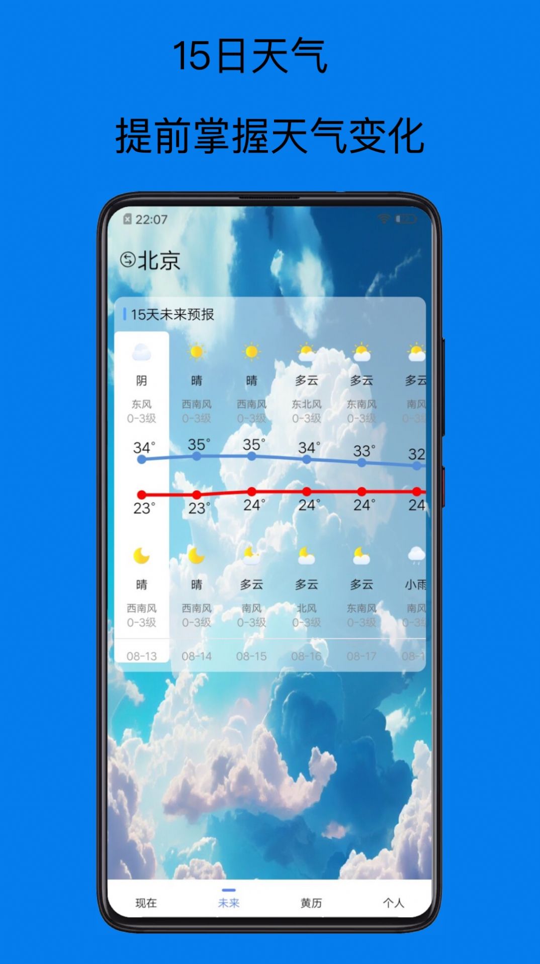 看天气app 15天天气趋势曲线和降水概率