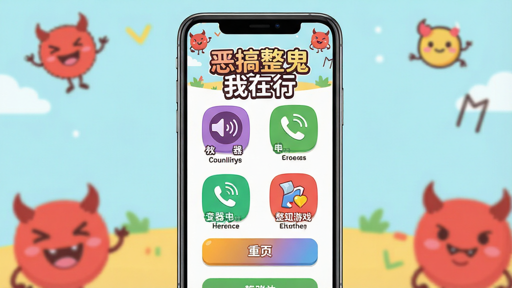 һ���������ֻ���Ļչʾ���棬���������ǡ�������������С���������ҳ����ҳ��������������Ч��ģ�����硢������������С��Ϸ��ͼ�꣬���������ɻ���Ŀ�ͨ�������ͻ���ֻ����������棬����Ϊ���й�ͼ���Ű����������Ϊ��ƽ��Ȥζ��ƣ�ϸ�ڰ�����ɫ��ť�Ϳɰ�С��ħͼ�꣬���ʸ��壬�ɾ����޶���Ԫ��
