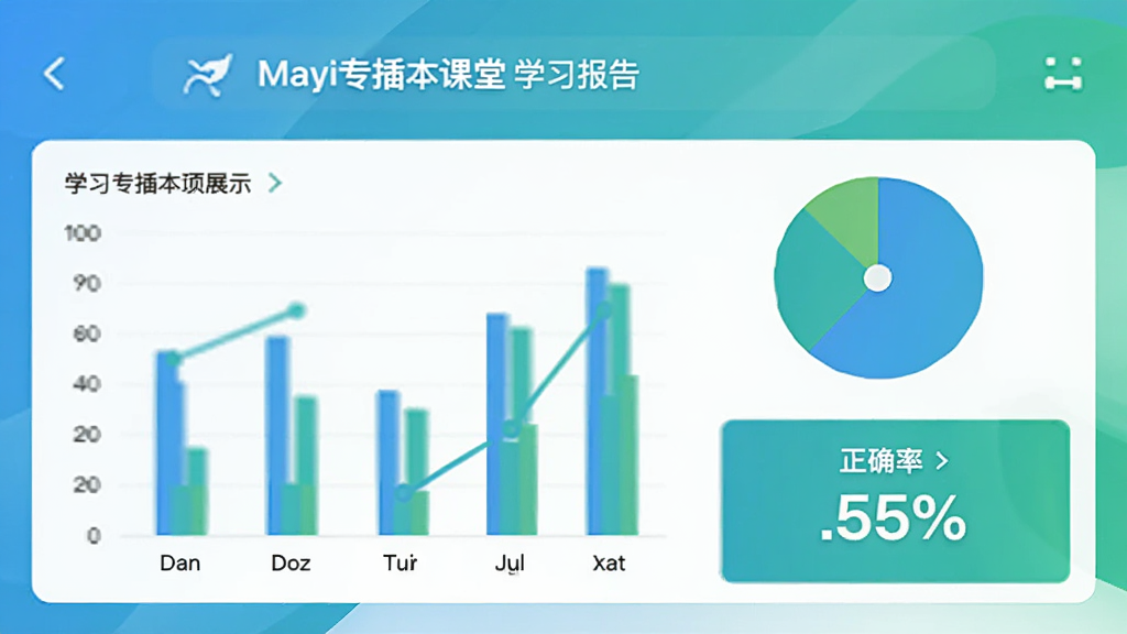 学习数据统计页面展示,手机屏幕中有
