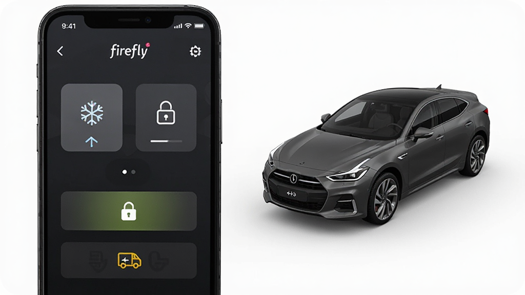 һ��չʾfireflyө���APPԶ�̳��ع��ܵ�ͼƬ������Ϊ�ֻ���Ļ��ʾ�������ƽ��棬����Ϊ����ֻ��Ҳ೵��ʾ��ͼ������ִ��Ƽ���ϸ�ڰ����յ�ͼ�ꡢ������ť��Ѱ����ʾ�����ʸ��壬�ɾ����޶���Ԫ��