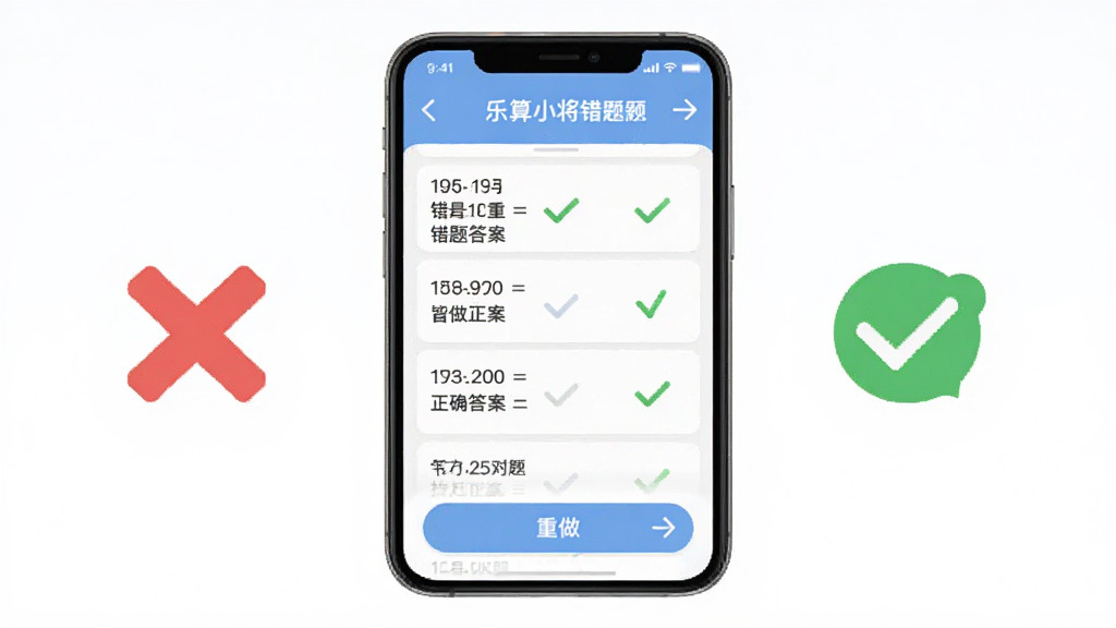 ����С������ع�ҳ�棬��������Ϊ�ֻ���Ļ����Ļ����ʾ�����б�����ȷ�𰸶��գ��Ա��к�ɫ�������ɫ�Թ�ͼ�꣬����Ϊ���½ṹ�����Ϊ��ˬѧϰ���߷磬ϸ�ڰ��������š�������ť�뷵�ؼ�ͷ�������������ɾ��޶���Ԫ��