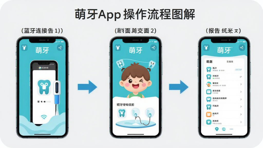 ����App��������ͼ�⣬����չʾ�ֻ���Ļ�ֲ�����ʾ�������ӡ�ˢ������ͱ���ҳ�棬�м�ͷ����������Ϊǳ��ɫ�����ֺ������У����̳�˵����ϸ�ڰ��������������ֺ�ͼ�꣬�����������ɾ����޶���Ԫ��