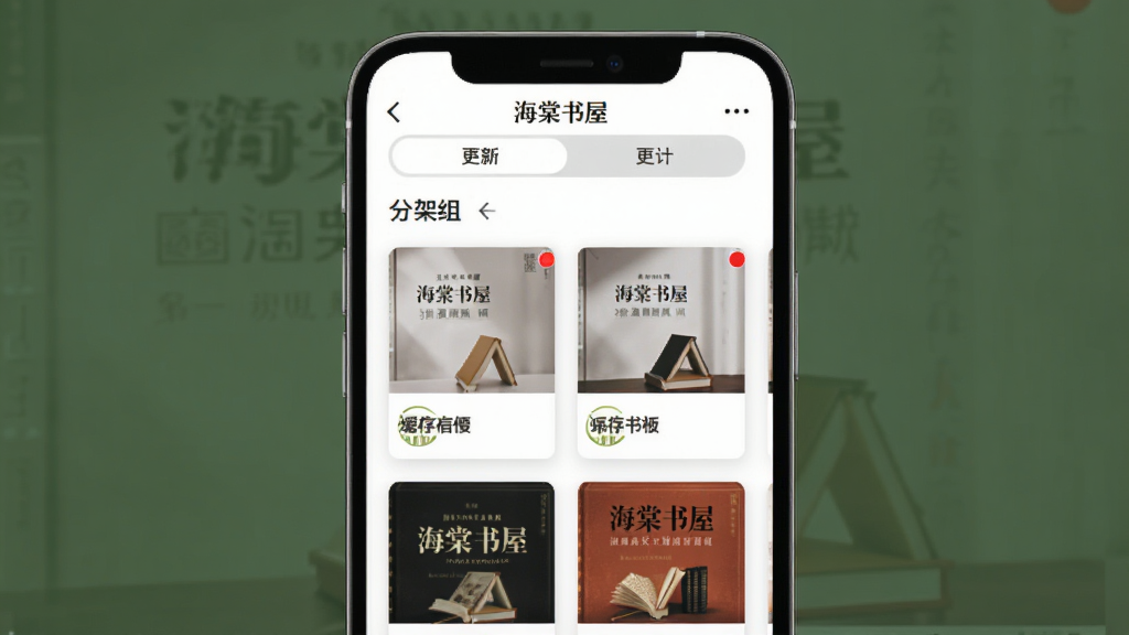 �������� ��ܹ������棬����Ϊ�ֻ���Ļչʾ��ܷ������鼮�б�������Ϊ������ǩ�л����·��鼮��Ƭ�����Ϊ��Լ����磬ϸ�ڰ������º�㡢�������ơ������ʶ�������������ɾ����޶���Ԫ��