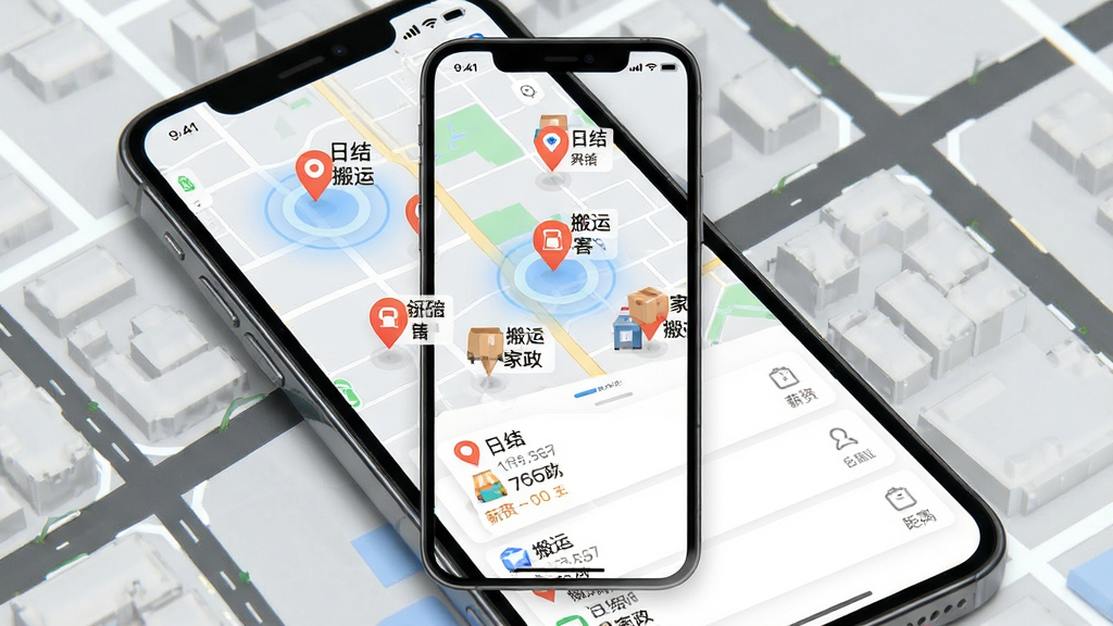 ͬ�����㹤APP������λ���͹��ܽ��棬����չʾ�ֻ���Ļ�е�ͼ���λ��Ƭ��ϣ���ͼ��ɢ���Ŷ����λͼ����ÿ��ͼ���Ա�ע���սᡱ�����ˡ����������ȱ�ǩ���ײ�������λ�б�������Ϊ���ĳ��е�·���񣬷��Ϊ�ִ�UI���չʾͼ��ϸ�ڰ�����λ��Ȧ��н�����֡�������ʾ�������������ɾ����޶���Ԫ��
