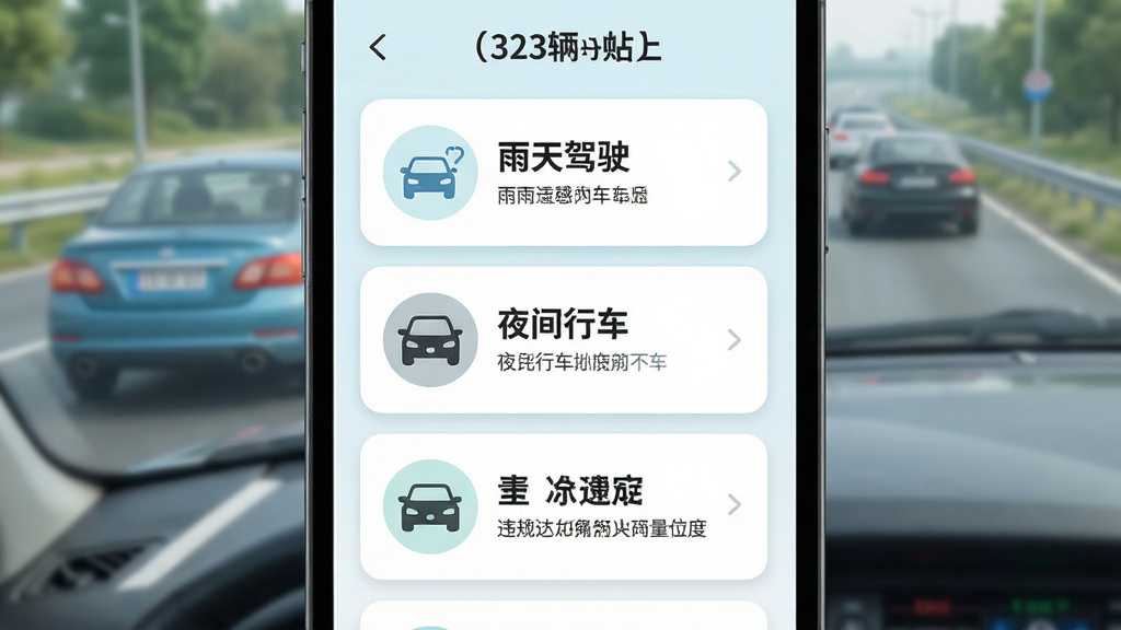 ����321����Υ�氲ȫ֪ʶ���չʾ���ֻ���Ļ��ʾ�г���ȫС��ʿ�б������������ʻ��ҹ���г�����Ŀ�����������������·Ԫ����Ϊ����������Ϊ��Ƭʽ�б������Ϊ����ǳɫ�磬ϸ�ڰ���ͼ�������֣����ʸ��壬�ɾ����޶���Ԫ��