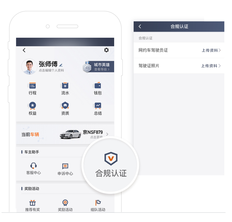 南旺出行司机端注册认证材料上传界面