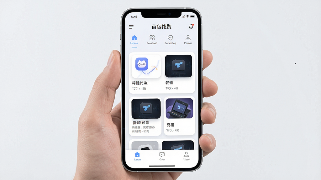 一张展示“宙包”软件主界面的手机应用截图预览图,主体为一部现代智能手机竖向握持,屏幕内呈现“宙包”应用的首页布局,包含顶部功能导航栏、中部卡片式内容模块与底部操作菜单,布局清晰整洁,排版符合移动端操作习惯,风格为现代简约科技风,细节包括圆角图标、柔和阴影与浅色背景,画质清晰,干净,无多余元素