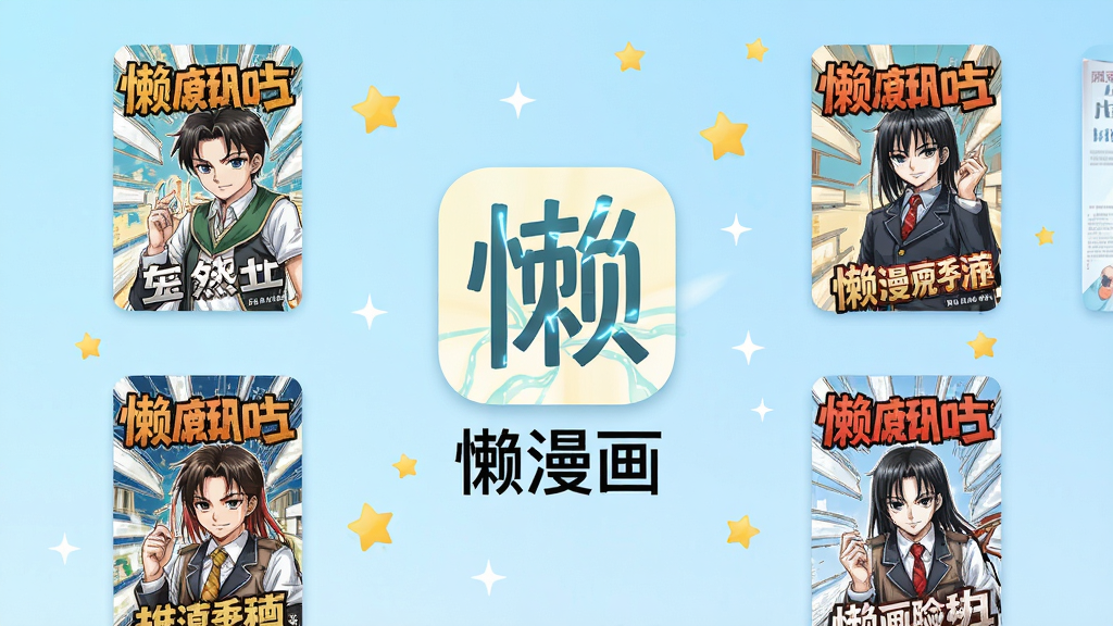 懒漫画手机应用主界面展示,画面中央为懒漫画APP图标和名称