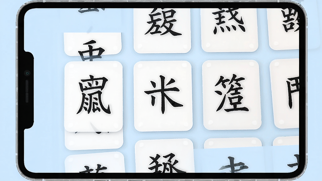 白卡识字软件主界面展示,画面中央排列多张白色识字卡片,每张卡片上写有清晰的黑色汉字,背景为柔和浅蓝色,布局简洁整齐,风格清新干净,细节上卡片边缘带有轻微圆角,画质高清,无多余装饰元素