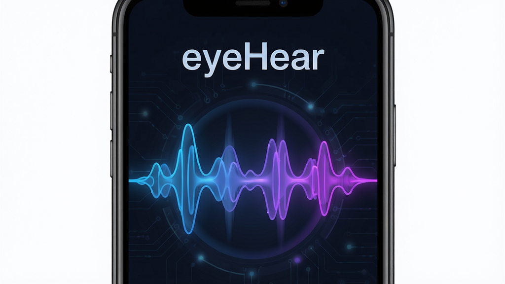 һ�� eyeHear ��������չʾͼ�������������ֻ���Ļ�������Ĳ�ɫ����ͼ�Σ�����Ϊ��ɫ�Ƽ��н��棬��������ɫ����Ϊ��ɫ����Ļ�Ϸ���ʾ��eyeHear������������Ϊ���й�ͼ�����Ϊ�ִ���ƽ���Ƽ��磬ϸ�ڰ���ϸ��Ĺ���Ч�������������������ʸ���ɾ��޶���Ԫ��