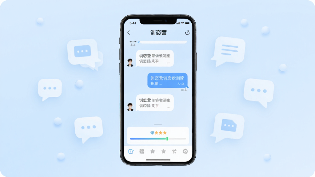 һ��չʾѵ��Ӫ�ֻ�Ӧ�ý����ͼƬ������������һ�����ŵ������ֻ�����Ļ����ʾѵ��Ӫ����ѵ�����棬�����Ի����ݺ����ֽ�����������Ϊ��͵�ǳ�����䣬��Χ��׺�ż�����������ͼ�꣬�����������ִ����Ű�ɾ��������������޶���Ԫ��