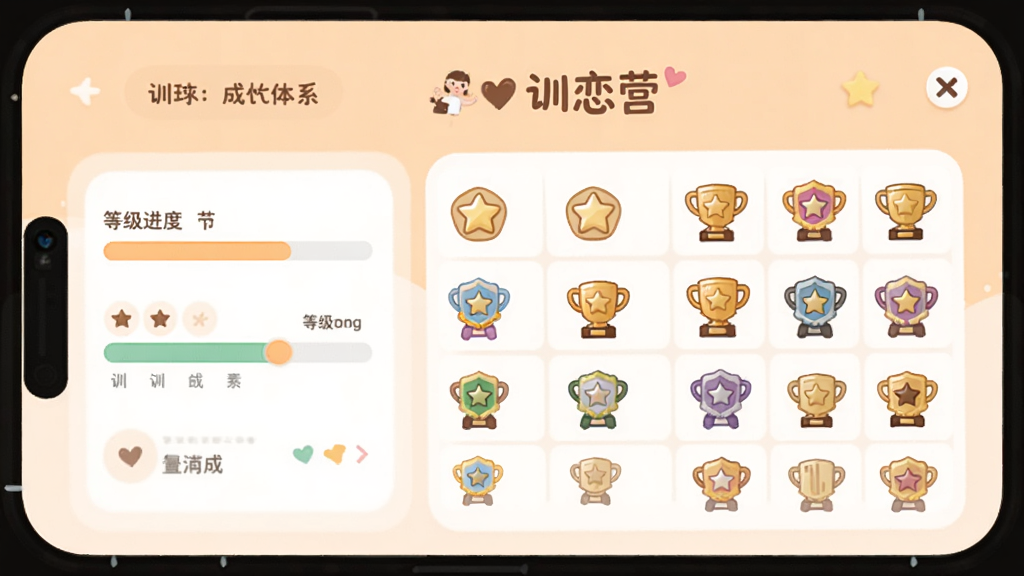 һ��չʾѵ��Ӫ���Ի��ɳ���ϵ�����ͼƬ���ֻ���Ļ��ʾ�ȼ��������ͻ���ǽ�����������Ǻͽ������ͣ�����Ϊ����ɫ�����ɰ����£��������С�ѵ��Ӫ�����֣��Ű����룬��������