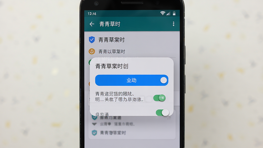 主体为安卓手机安装青青草棠时的权限设置界面,布局为手机屏幕显示权限开关弹窗,排版为上下结构,风格为简洁系统原生风,细节包括允许按钮、权限说明文字、盾牌图标,画质高清,干净,无多余元素