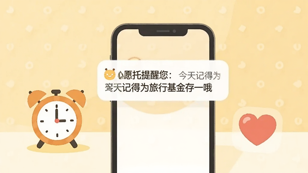 画面中央一部手机弹出通知提醒,通知内容显示